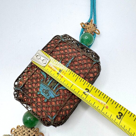 Norigae Style Joseon Incense Box Ornament Silk Kingfisher Chinese? Art - Picture 7 of 12